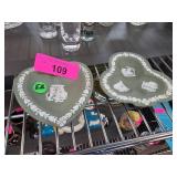 Two Wedgwood Jasperware Heart and Clover-Shaped Di