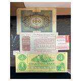 Three Vintage Banknotes Including US Army, Columbi