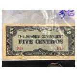 The Japanese Government 5 Centavos Banknote