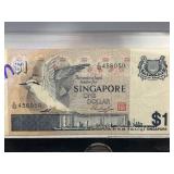 Singapore $1 Note Featuring Kingfisher and Nationa
