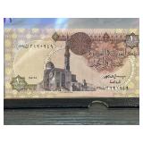 Egyptian 1 Pound Banknote Featuring Mosque of Muha