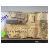19th Century One Dollar Banknote with Severe Wear