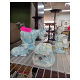 Ceramic Nativity Scene and Wrought Iron Candle Hol