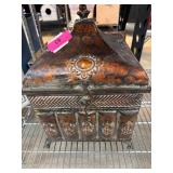 Metal Decorative Storage Box with Hinged Lid and E
