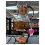 Glass and Copper Coffee Carafe with Metal Stand