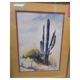 Edythe Old Watercolor Listed Artist Desert Cactus