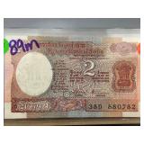 India Two Rupees Banknote with Satellite Design, 1
