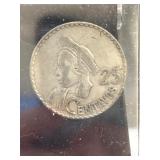 1953 Republica De Guatemala 25 Centavos Coin in Si