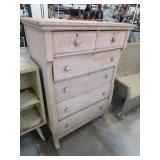 Distressed Wooden Five-Drawer Highboy Dresser