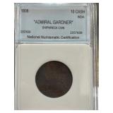 1808 Admiral Gardner 10 Cash India Shipwreck Coin
