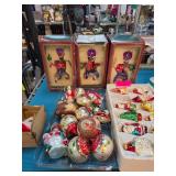 Glass Christmas Ornaments, Including Santa Figures