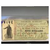 State of Texas Five Dollar Treasury Warrant