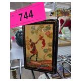 Hand-Painted Lacquer Box with Red Interior