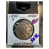 1930-S Buffalo Nickel in VF/EF Condition