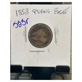 1858 Flying Eagle One-Cent Coin in Holder