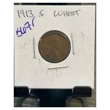 1913-S Lincoln Wheat Cent in Protective Coin Holde