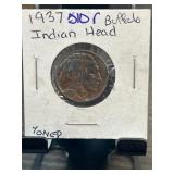 1937 Buffalo Nickel with Five Leg Error in Holder