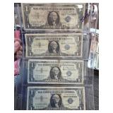 Four Series 1957 One Dollar Silver Certificates
