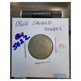 1868 Shield Nickel in Protective Holder