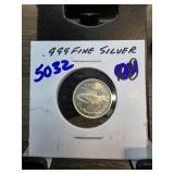 1 Gram .999 Fine Silver Round in Protective Holder