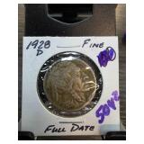 1928-D Buffalo Nickel in Fine Condition with Full