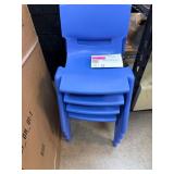 Four Blue Plastic Stacking Chairs by Belnick LLC