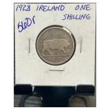 1928 Ireland One Shilling Coin Featuring Bull and
