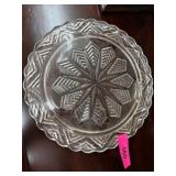 Clear Cut Glass Serving Plate With Starburst and L