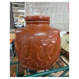 Brown Glazed Ceramic Jar with ï¿½Itï¿½ll Doï¿½ Embossed