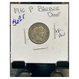 1916 P Barber Dime in XF-AU Condition
