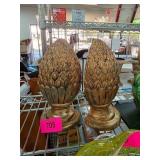 Gold-Toned Decorative Pineapple Sculptures
