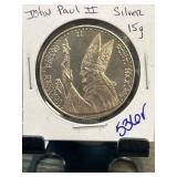 John Paul II 15g Silver Coin Featuring Religious I