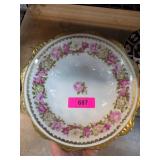 Decorative Porcelain Bowl with Floral and Gold Det