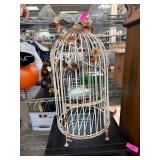 White Metal Birdcage with Decorative Rust Finish a