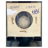 1906 U.S. Barber Dime in Protective Holder