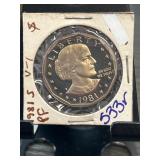 1981 Susan B. Anthony One Dollar Coin in Protectiv