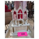Vintage Catholic Altar Shrine with Candlesticks an