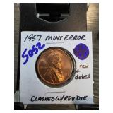 1957 Lincoln Wheat Cent with Mint Error ï¿½ Clashed