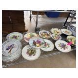 Decorative Porcelain Plates with Fruit, Floral, an