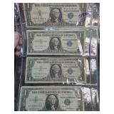 Four $1 United States Silver Certificates, Series