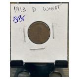 1913 D Lincoln Wheat Cent in Protective Cardboard