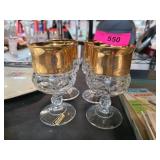 New Old Stock Colony Glass Goblets with Gold-Tone