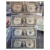 Four United States $1 Silver Certificates 1957