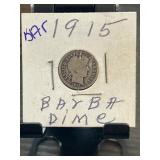 1915 Barber Dime in Circulated Condition
