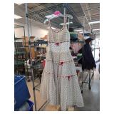 1950s White and Red Polka Dot Sleeveless Dress wit