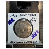 1920 Buffalo Nickel with Mint Error