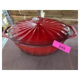 Paula Deen Red Enamel Cast Iron Dutch Oven with Li