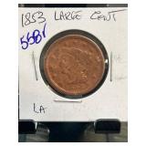 1853 Large Cent Coin with Liberty Head Design