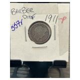 1911-P Barber Dime in Protective Cardboard Holder