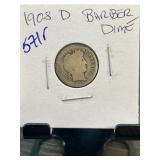 1908-D Barber Dime in Coin Holder